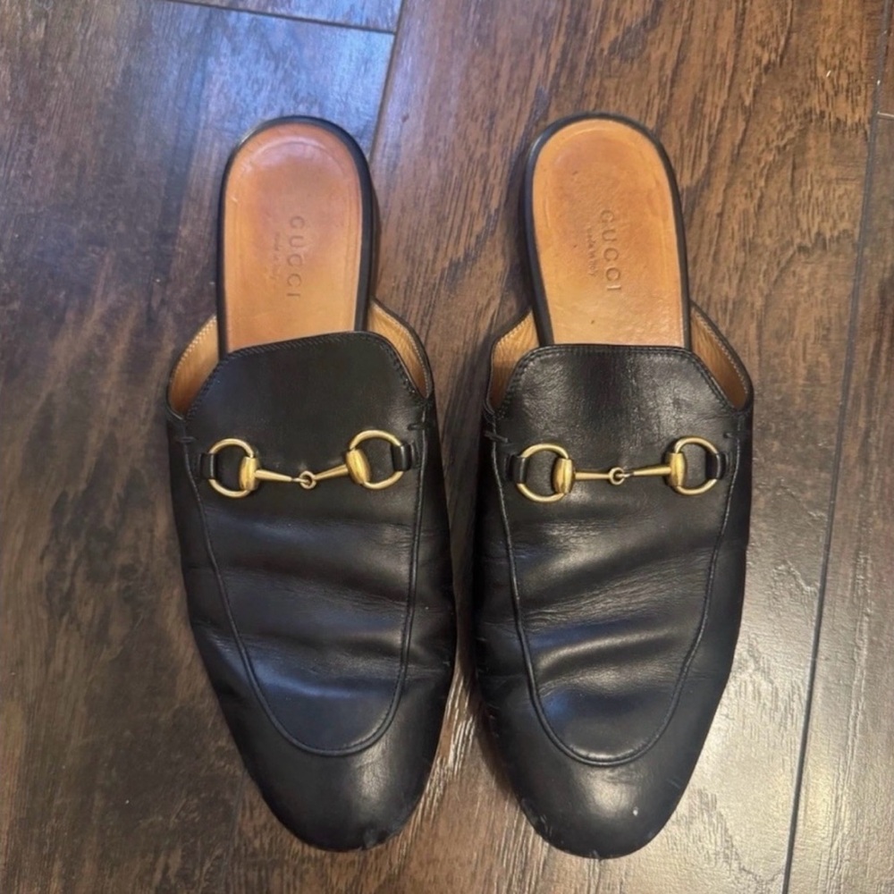 Gucci Black Leather Horsebit Mules - Picture 3 of 4